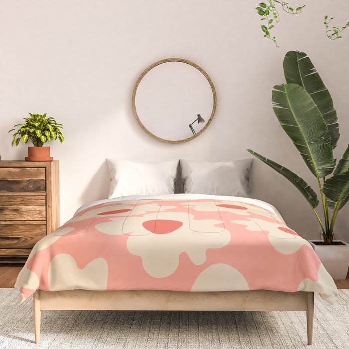 Abstract Flower Shape - Peach, Red and Cream Comforter Gallery Image 3