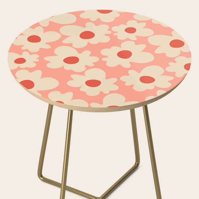 Abstract Flower Shape - Peach, Red and Cream Side Table Gallery Image 2