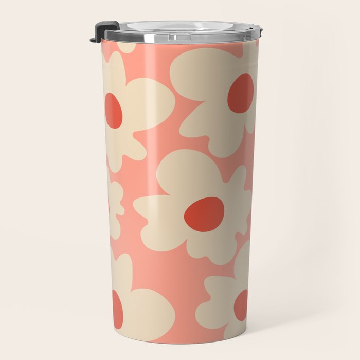Abstract Flower Shape - Peach, Red and Cream Travel Mug Gallery Image 3