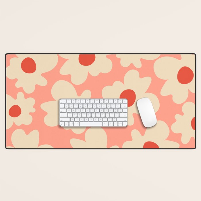 Abstract Flower Shape - Peach, Red and Cream Desk Mat Gallery Image 1