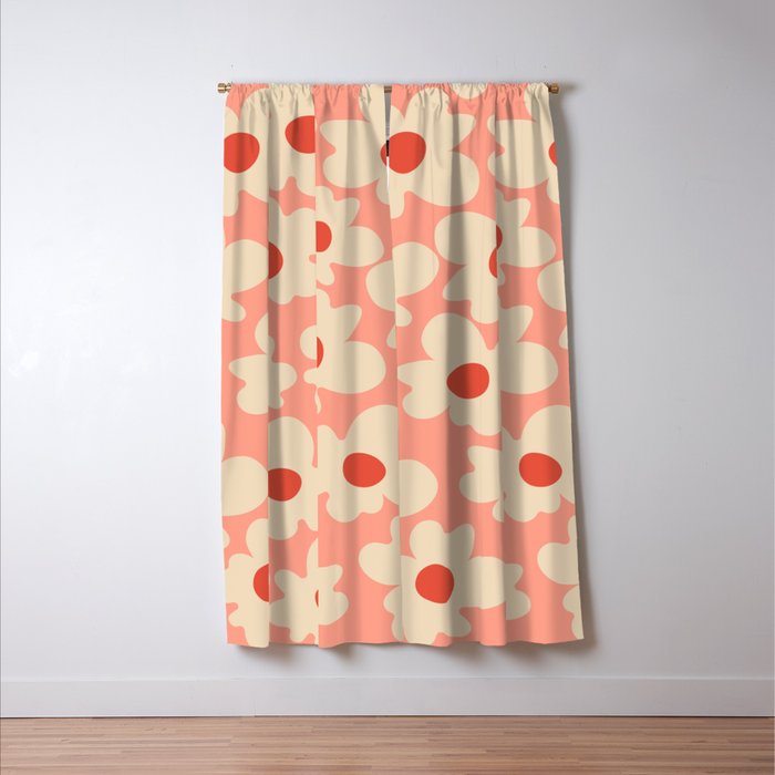Abstract Flower Shape - Peach, Red and Cream Window Curtain Gallery Image 3