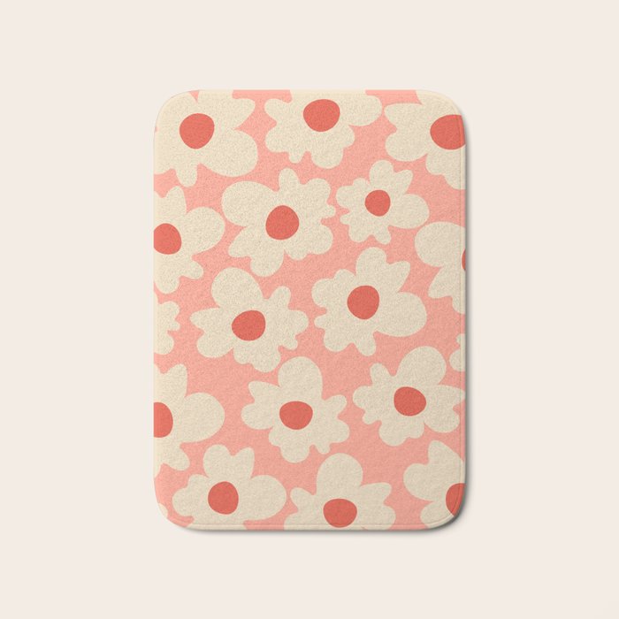Abstract Flower Shape - Peach, Red and Cream Bath Mat Gallery Image 1