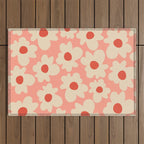 Abstract Flower Shape - Peach, Red and Cream Outdoor Rug Gallery Image 1