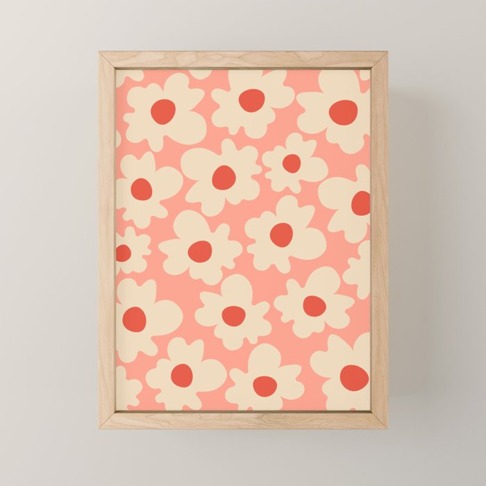 Abstract Flower Shape - Peach, Red and Cream Mini Art Print Gallery Image 1