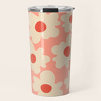 Abstract Flower Shape - Peach, Red and Cream Travel Mug Gallery Image 1