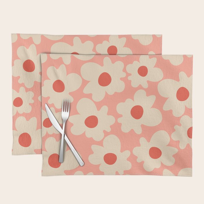 Abstract Flower Shape - Peach, Red and Cream Placemat Gallery Image 1