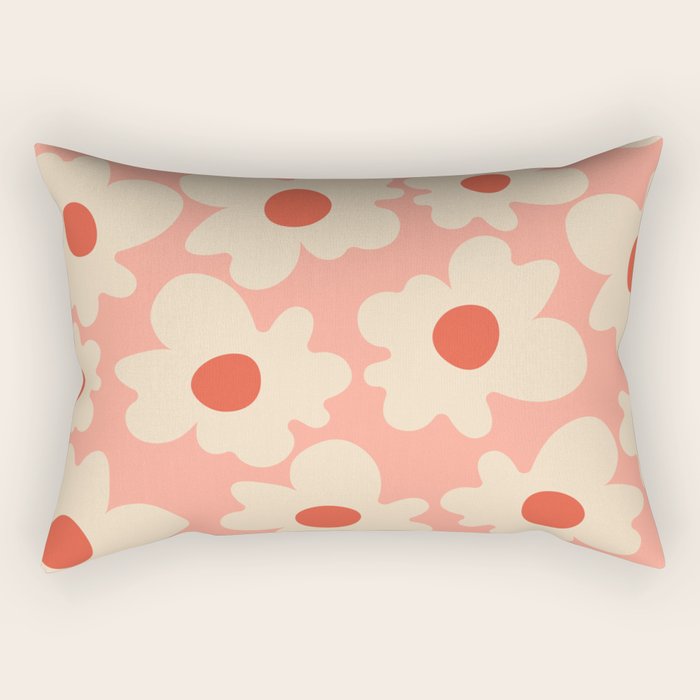 Abstract Flower Shape - Peach, Red and Cream Rectangular Pillow Gallery Image 2