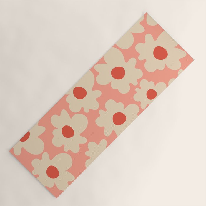 Abstract Flower Shape - Peach, Red and Cream Yoga Mat Gallery Image 1