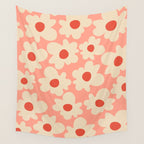 Abstract Flower Shape - Peach, Red and Cream Wall Tapestry Gallery Image 4