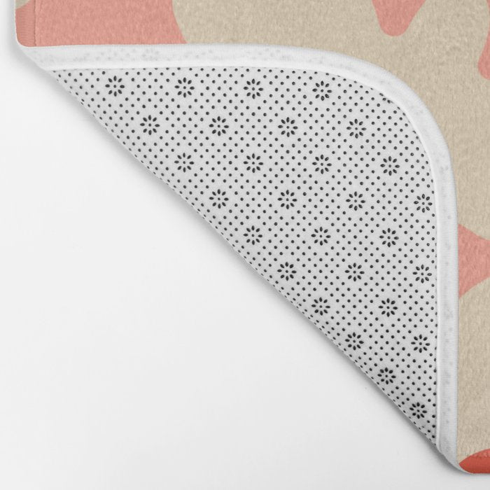 Abstract Flower Shape - Peach, Red and Cream Bath Mat Gallery Image 2