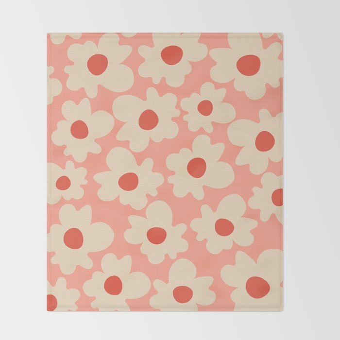 Abstract Flower Shape - Peach, Red and Cream Throw Blanket Gallery Image 2