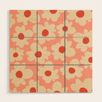 Abstract Flower Shape - Peach, Red and Cream Wood Wall Art Gallery Image 1