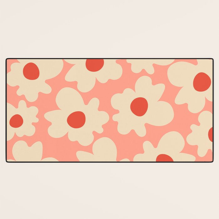 Abstract Flower Shape - Peach, Red and Cream Desk Mat Gallery Image 3