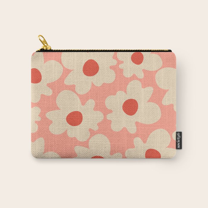 Abstract Flower Shape - Peach, Red and Cream Carry All Pouch Gallery Image 1