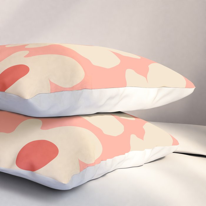 Abstract Flower Shape - Peach, Red and Cream Pillow Sham Gallery Image 3