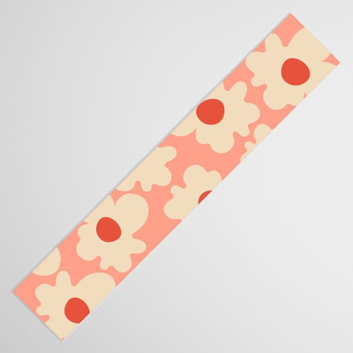Abstract Flower Shape - Peach, Red and Cream Table Runner Gallery Image 3