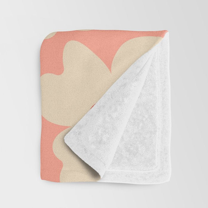 Abstract Flower Shape - Peach, Red and Cream Throw Blanket Gallery Image 3