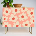 Abstract Flower Shape - Peach, Red and Cream Credenza Gallery Image 1