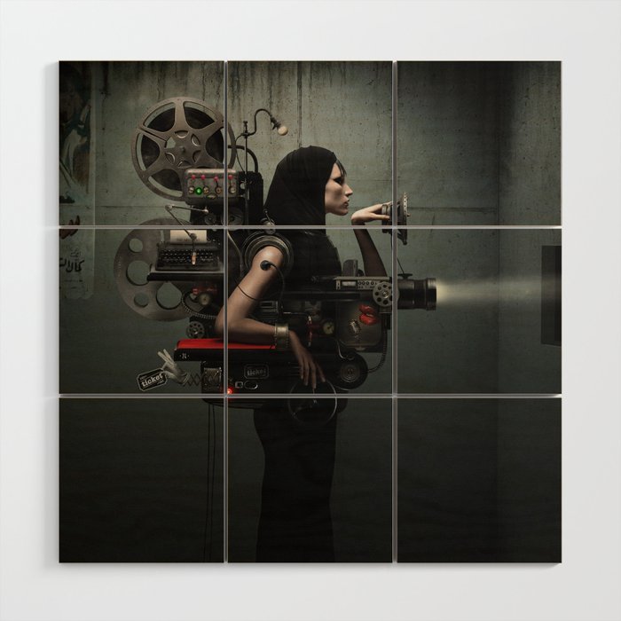 Madame Cinematic - Movie Projection Wood Wall Art Gallery Image 1