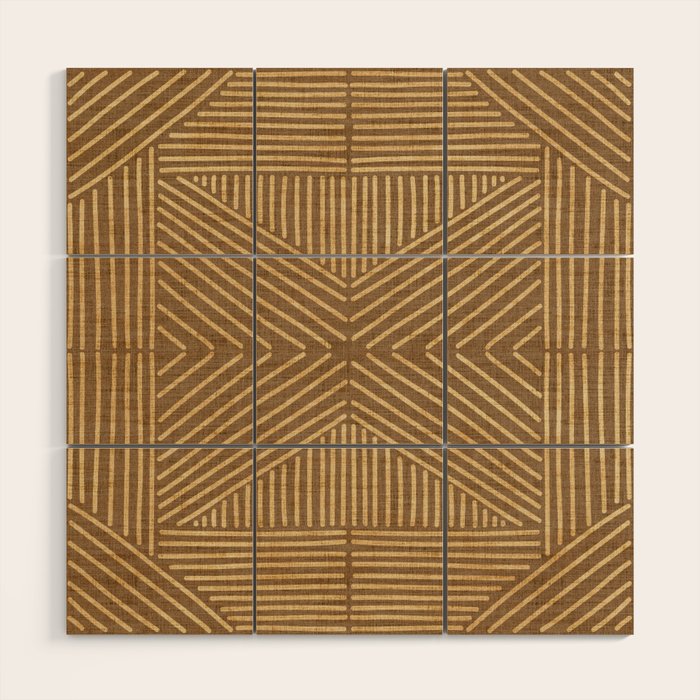 Golden ochre lines - textured abstract geometric Wood Wall Art Gallery Image 1