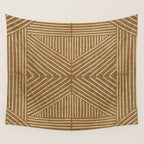Golden ochre lines - textured abstract geometric Wall Tapestry Gallery Image 4