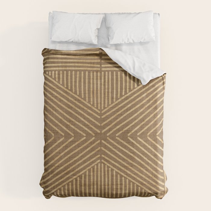 Golden ochre lines - textured abstract geometric Duvet Cover Gallery Image 1