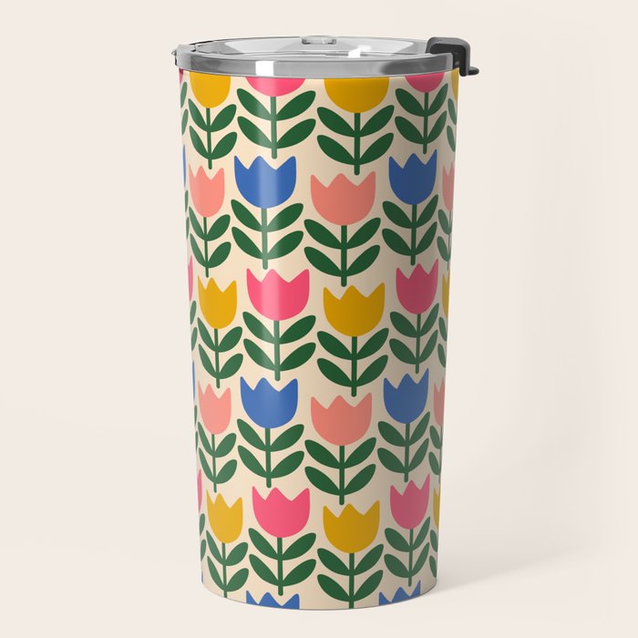 Tulip - Floral pattern 1 Travel Mug Gallery Image 2