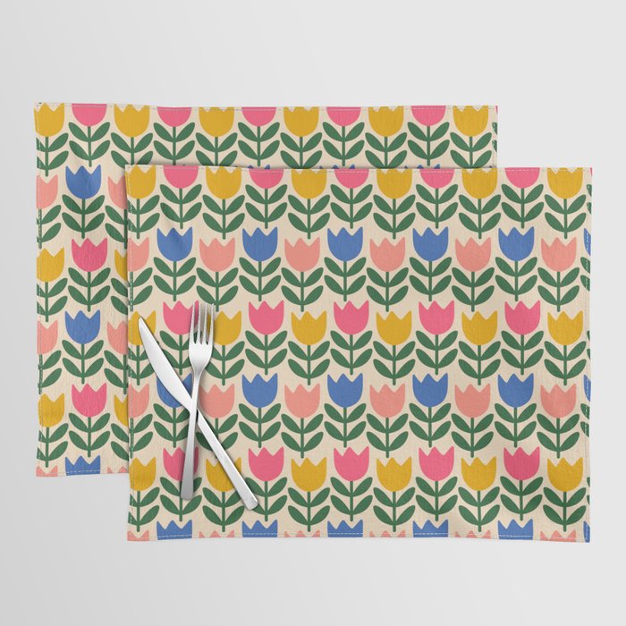 Tulip - Floral pattern 1 Placemat Gallery Image 1