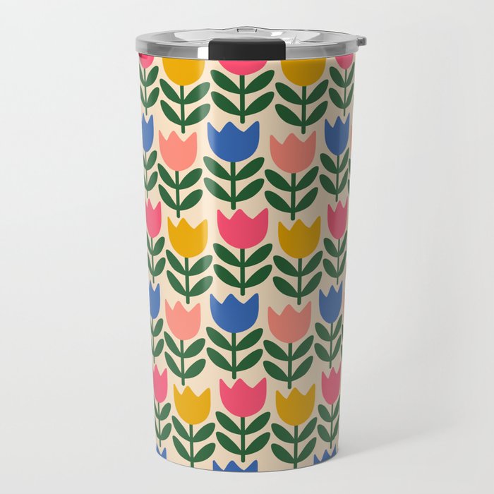 Tulip - Floral pattern 1 Travel Mug Gallery Image 1