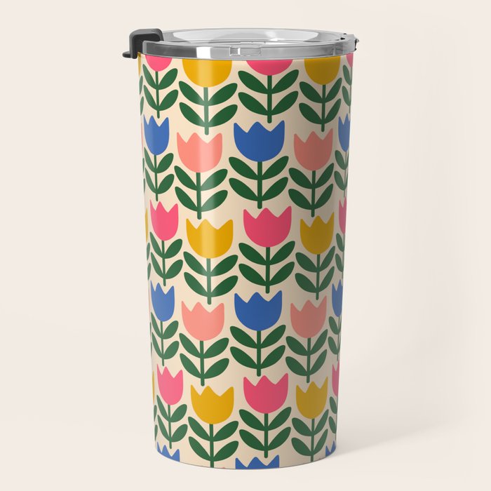 Tulip - Floral pattern 1 Travel Mug Gallery Image 3