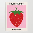 Fruit Market Print Pink Strawberry Print Fruit Art Modern Decor Food Art Abstract Poster Gallery Image 4