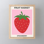 Fruit Market Print Pink Strawberry Print Fruit Art Modern Decor Food Art Abstract Mini Art Print Gallery Image 1