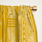 Mustard Yellow Tribal Ethnic Pattern | Sun Illustration | Vertical Stripes Window Curtain Gallery Image 2