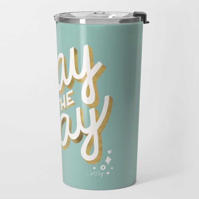 Slay the Day - Mint & Gold Palette Travel Mug Gallery Image 2