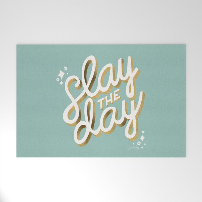 Slay the Day - Mint & Gold Palette Welcome Mat Gallery Image 1
