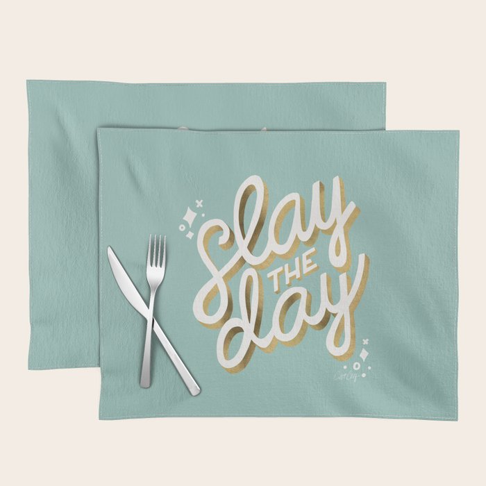 Slay the Day - Mint & Gold Palette Placemat Gallery Image 1