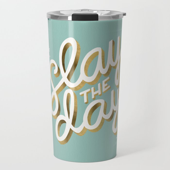 Slay the Day - Mint & Gold Palette Travel Mug Gallery Image 1