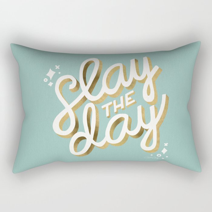 Slay the Day - Mint & Gold Palette Rectangular Pillow Gallery Image 2
