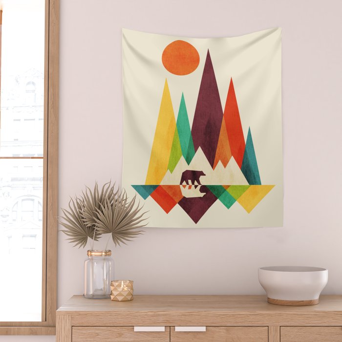 Bear In Whimsical Wild Wall Tapestry Gallery Image 2