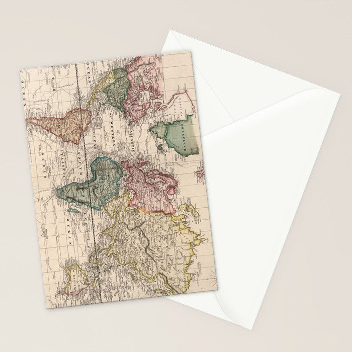 Vintage Map of The World (1833) Stationery Card Gallery Image 2