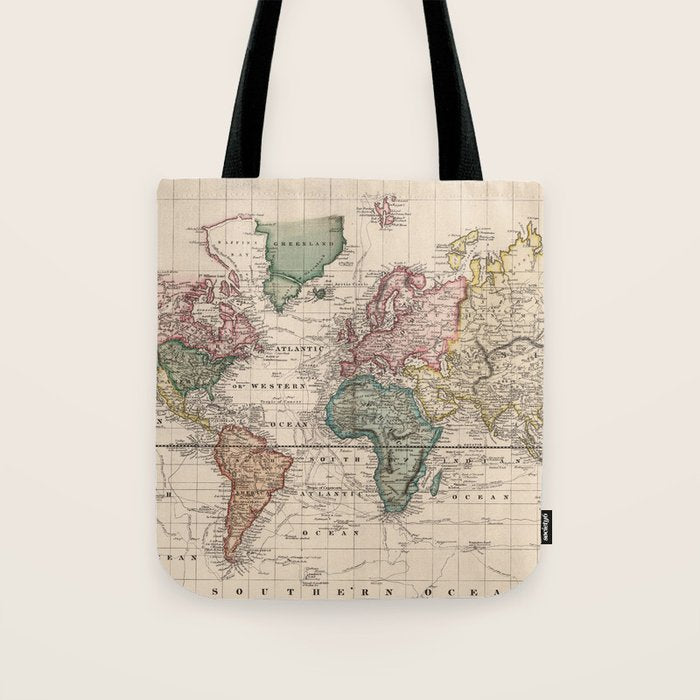Vintage Map of The World (1833) Tote Bag Gallery Image 1