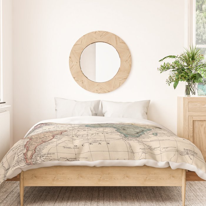Vintage Map of The World (1833) Duvet Cover Gallery Image 3