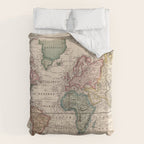 Vintage Map of The World (1833) Duvet Cover Gallery Image 6