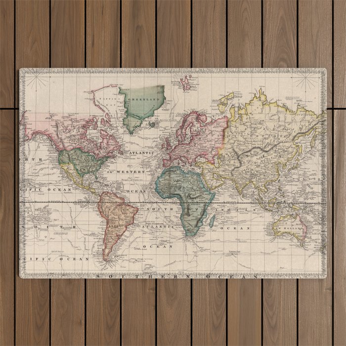 Vintage Map of The World (1833) Outdoor Rug Gallery Image 1