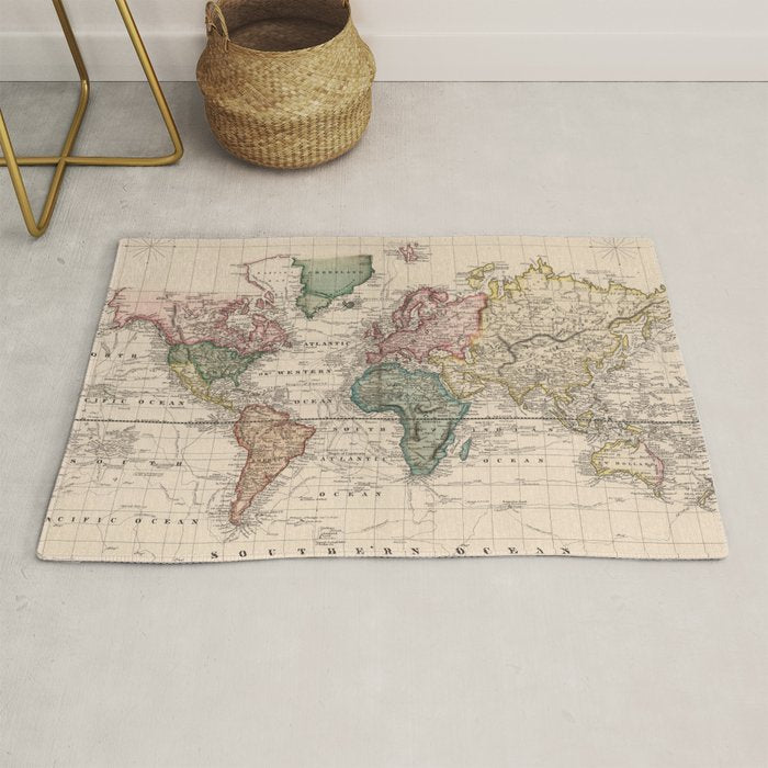 Vintage Map of The World (1833) Rug Gallery Image 1