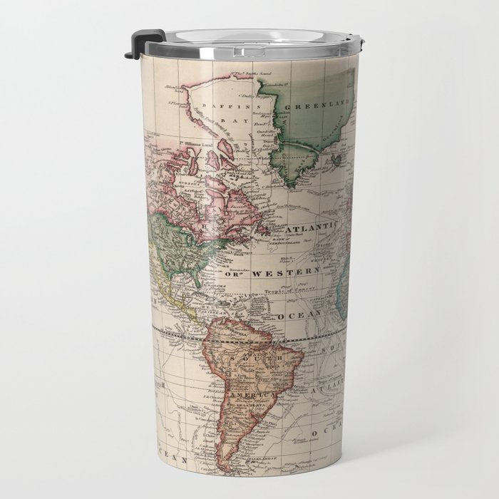 Vintage Map of The World (1833) Travel Mug Gallery Image 3