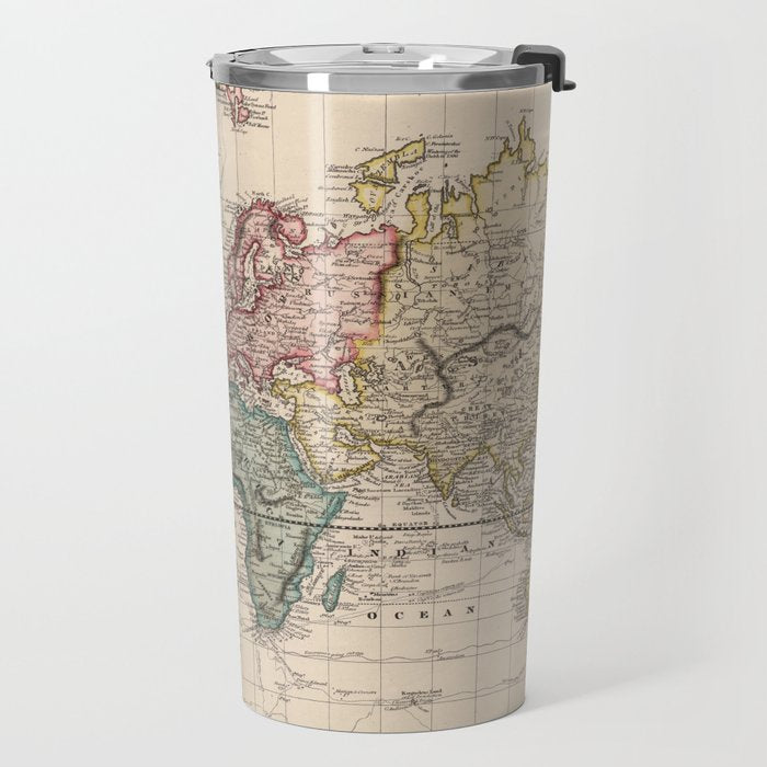 Vintage Map of The World (1833) Travel Mug Gallery Image 2