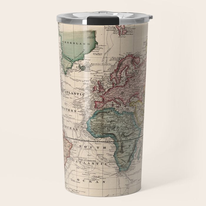 Vintage Map of The World (1833) Travel Mug Gallery Image 1