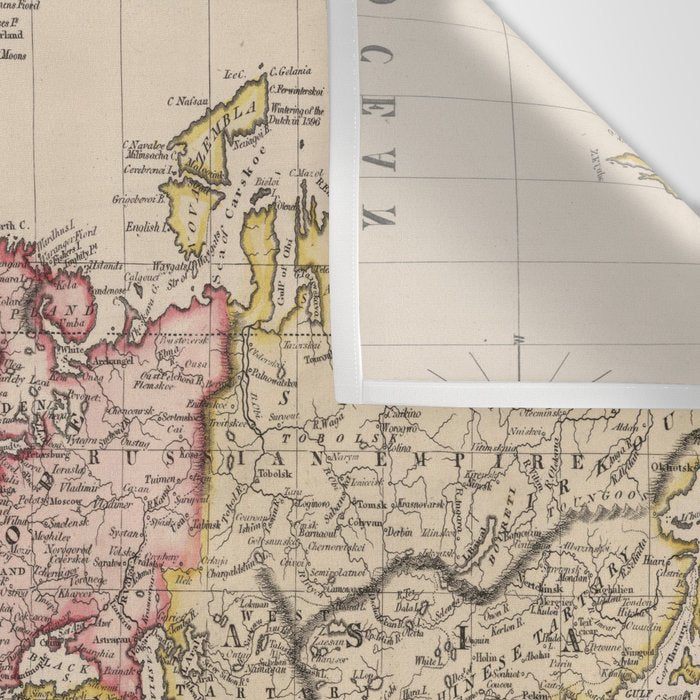 Vintage Map of The World (1833) Wall Tapestry Gallery Image 3