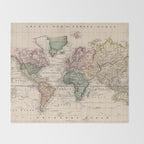 Vintage Map of The World (1833) Throw Blanket Gallery Image 2